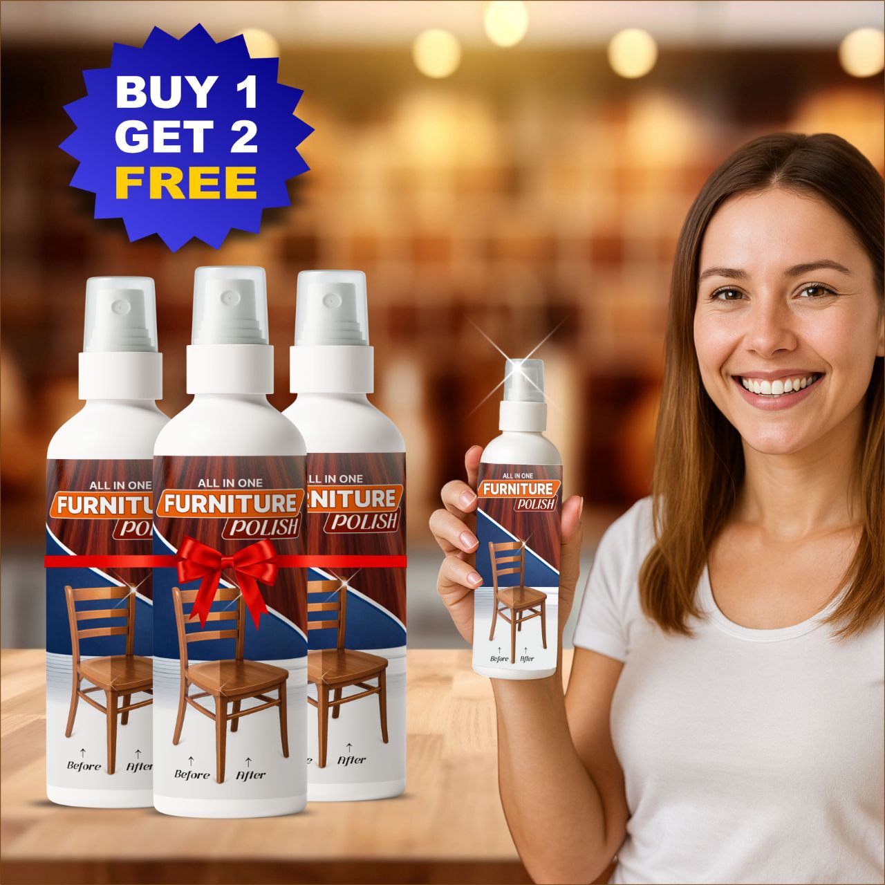 All In One Furniture Polish & Cleaner Spray (Pack of 3)