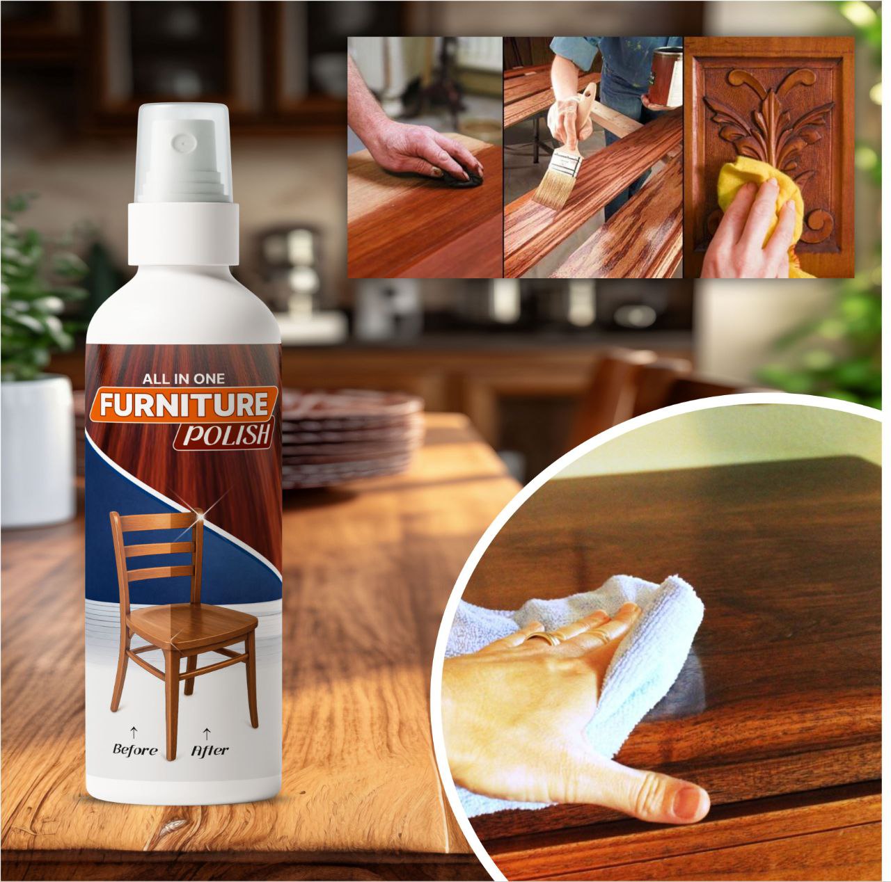 All In One Furniture Polish & Cleaner Spray (Pack of 3)